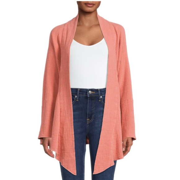 🆕🌻🌺Light Coral Tie Front Kimono Plus Size 2-3Xl NWT - Picture 3 of 10